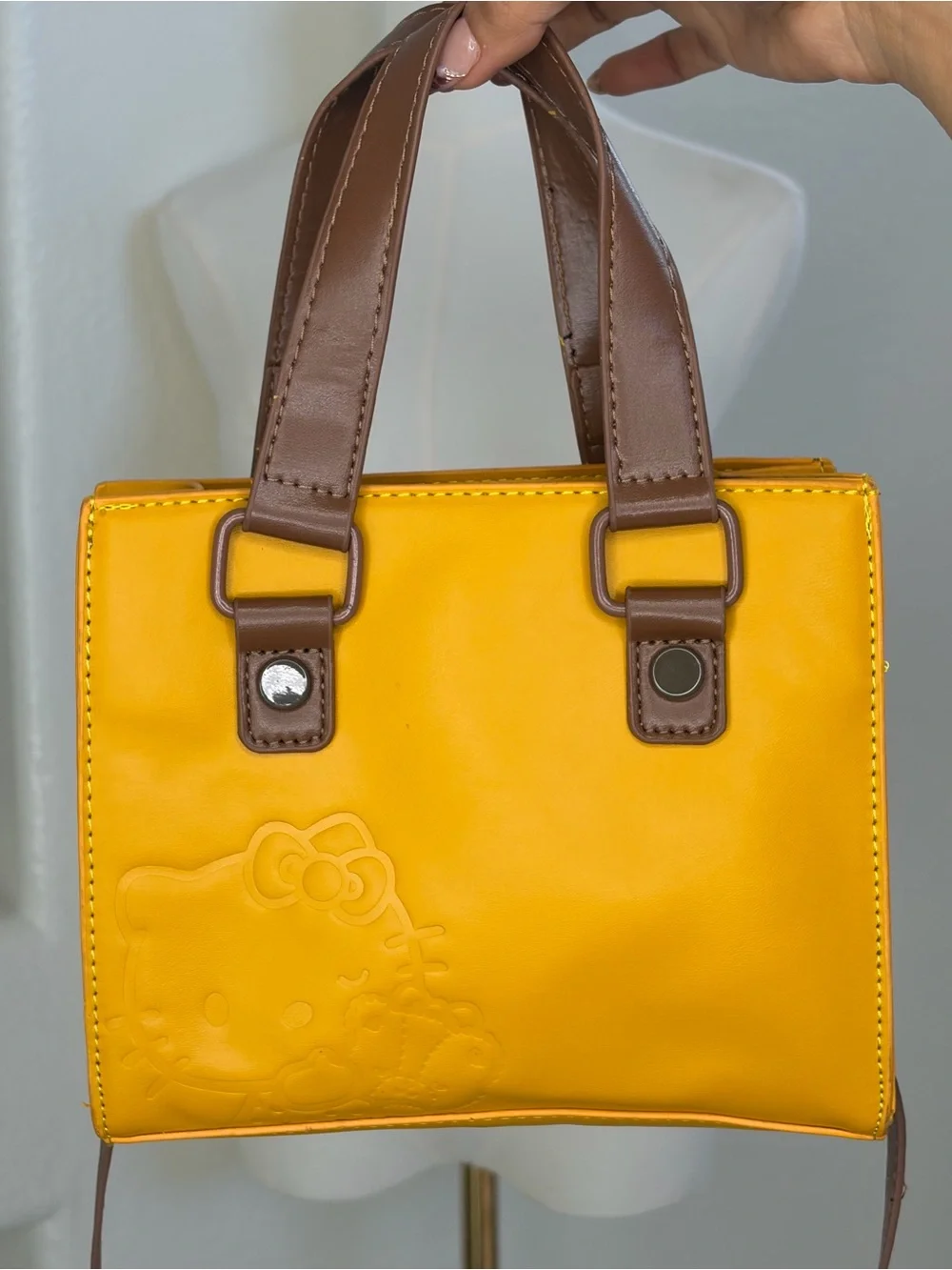 Sanrio Mustard Yellow and Brown Crossbody Satchel